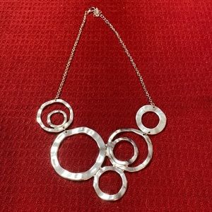 Silver plated contemporary necklace, looks great with any type of outfit